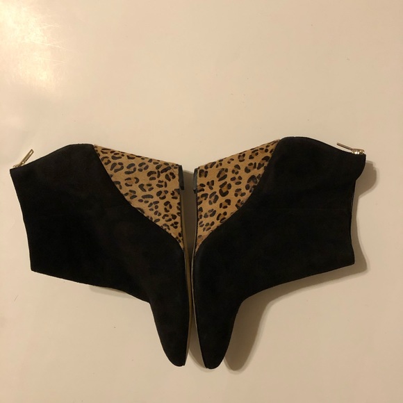Ava & Aiden Black & Leopard Wedge Booties - Picture 5 of 14